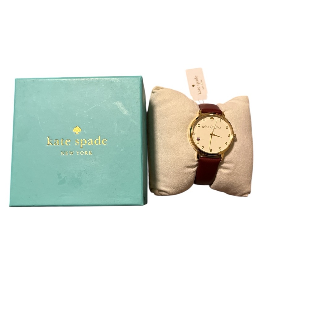 Kate Spade Metro Stainless Steel Leather Wine and Dine Watch - Picture 2 of 5